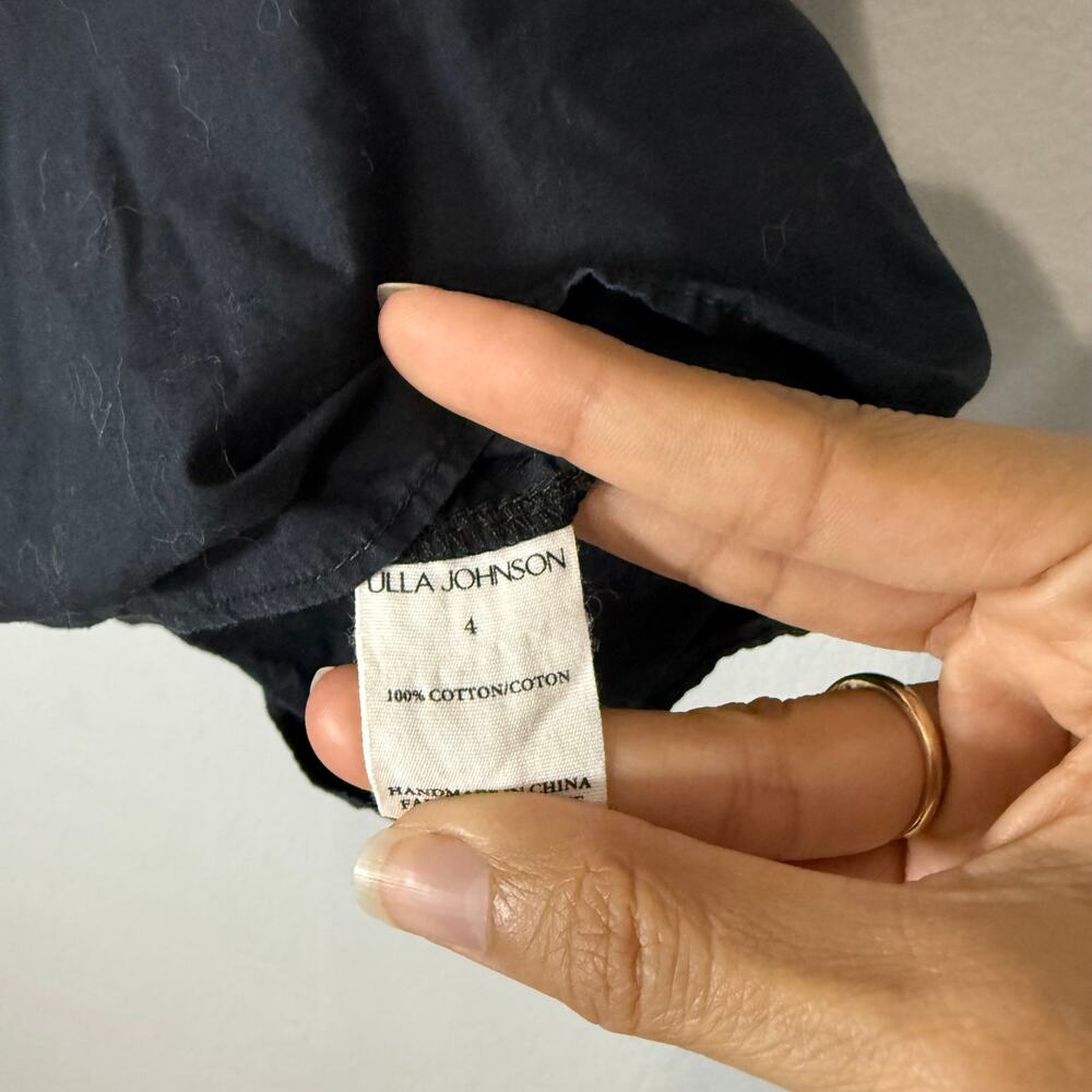 Ulla Johnson Black Ruffled Short-Sleeve Blouse - Picture 5 of 7